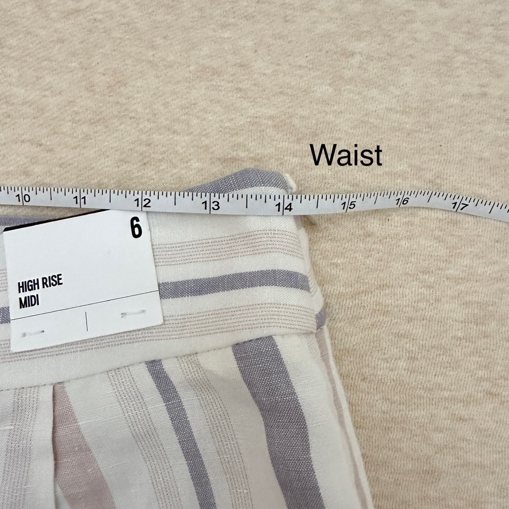 Express Women’s High Rise Midi Cream Linen With Zip Short Size 6 - Picture 7 of 13